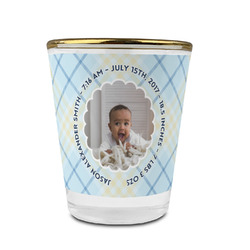 Baby Boy Photo Glass Shot Glass - 1.5 oz - with Gold Rim - Set of 4