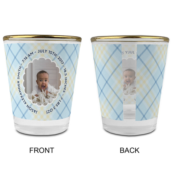 Baby Boy Photo Glass Shot Glass - with gold rim - APPROVAL