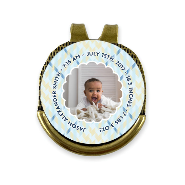 Custom Baby Boy Photo Golf Ball Marker - Hat Clip - Gold