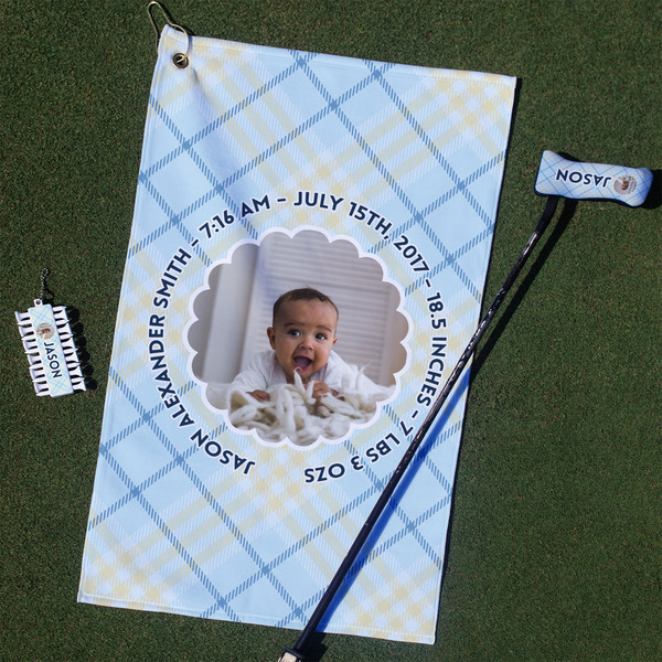Custom Baby Boy Photo Golf Towel Gift Set