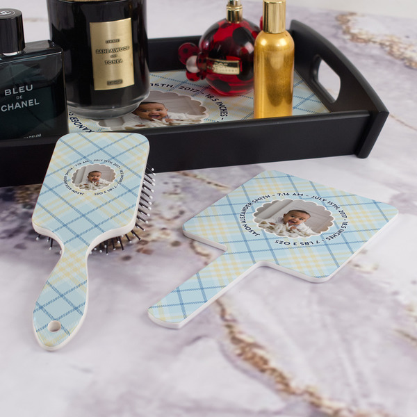 Baby Boy Photo Hair Brush and Hand Mirror - Bathroom Scene