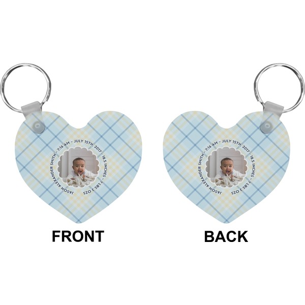 Baby Boy Photo Heart Keychain (Front + Back)
