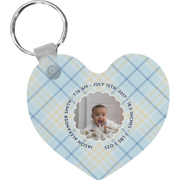 Custom Baby Boy Photo Heart Plastic Keychain