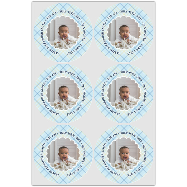 Baby Boy Photo Icing Circle - Large - Set of 6