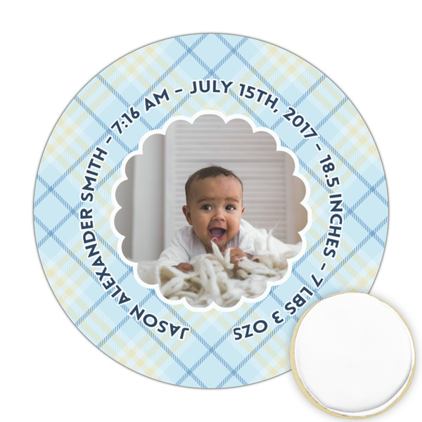 Custom Baby Boy Photo Printed Cookie Topper - Round