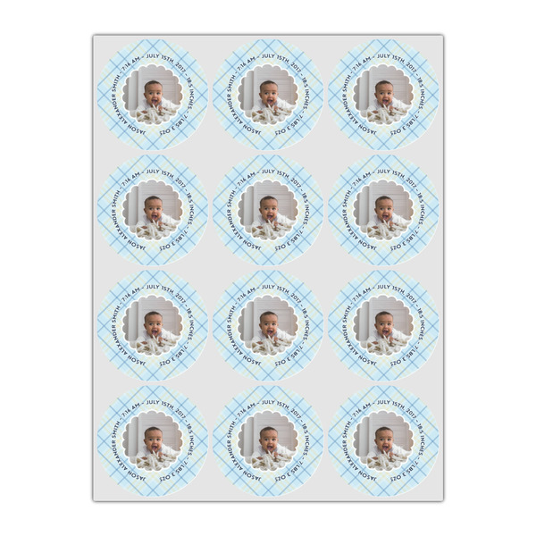 Baby Boy Photo Icing Circle - Small - Set of 12