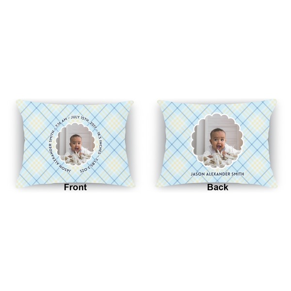 Baby Boy Photo Indoor Rectangular Burlap Pillow (Front and Back)