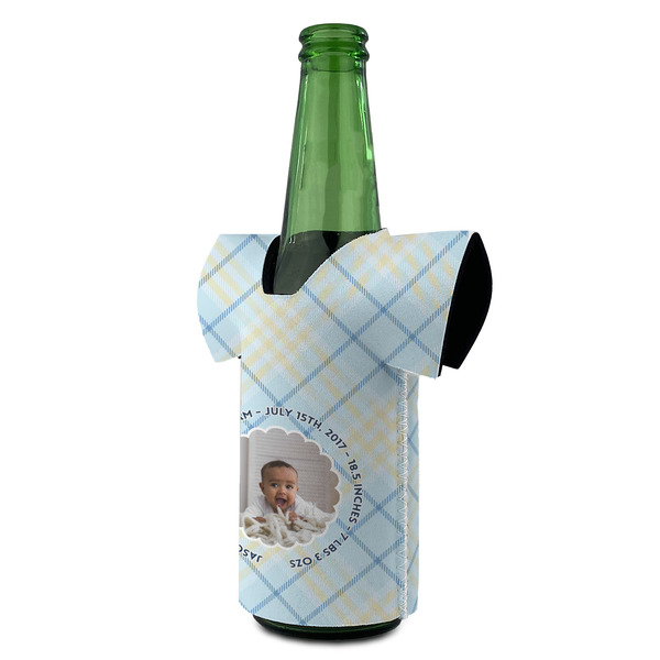 Baby Boy Photo Jersey Bottle Cooler - ANGLE (on bottle)