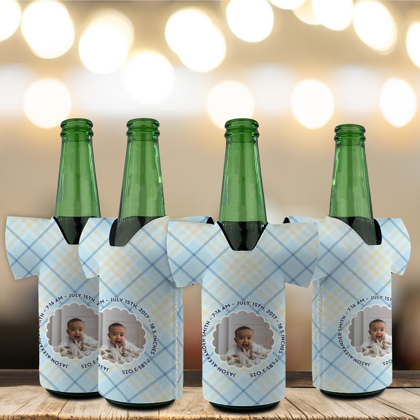 Baby Boy Photo Jersey Bottle Cooler - Set of 4 - LIFESTYLE