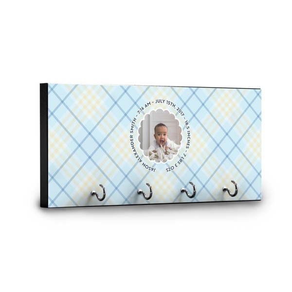 Baby Boy Photo Key Hanger - Front View with Hooks