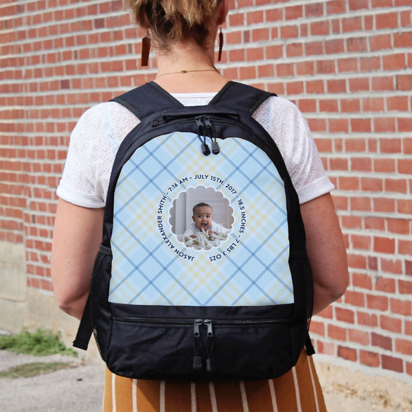 Baby Boy Photo Large Backpack - Black - On Back