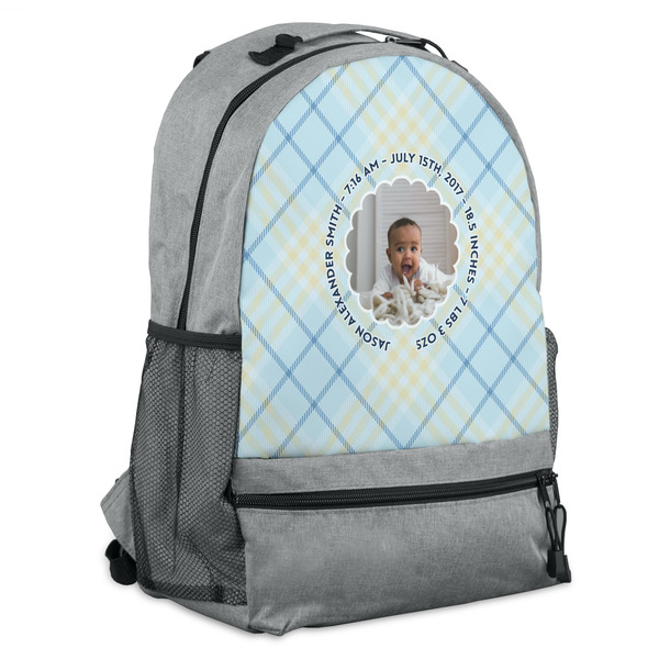 Custom Baby Boy Photo Backpack - Grey