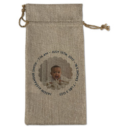 Baby Boy Photo Large Burlap Gift Bag - Front