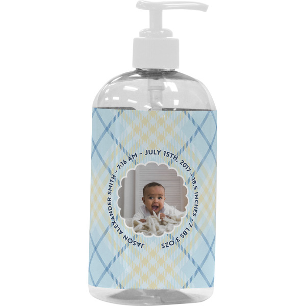 Custom Baby Boy Photo Plastic Soap / Lotion Dispenser (16 oz - Large - White)
