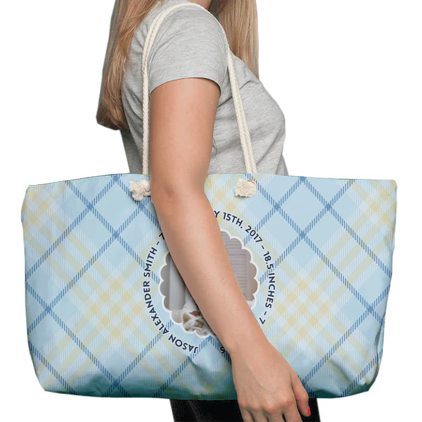 Baby Boy Photo Large Rope Tote Bag - In Context View