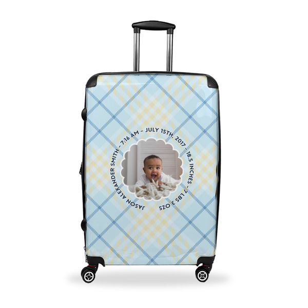 Custom Baby Boy Photo Suitcase - 28" Large - Checked