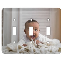 Baby Boy Photo Light Switch Cover (3 Toggle Plate)