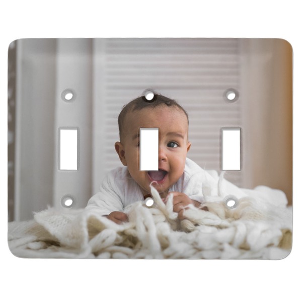 Custom Baby Boy Photo Light Switch Cover (3 Toggle Plate)