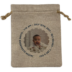 Baby Boy Photo Medium Burlap Gift Bag - Front