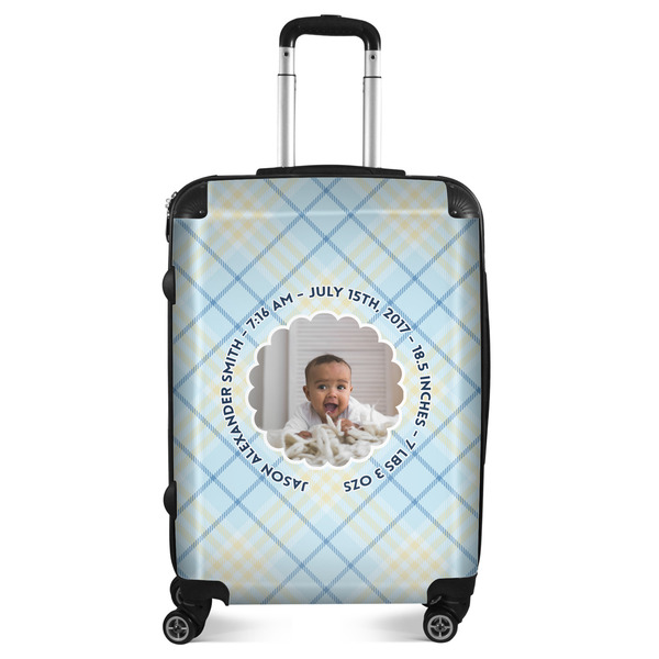Custom Baby Boy Photo Suitcase - 24" Medium - Checked