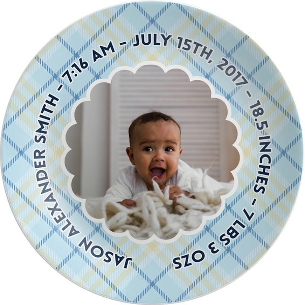 Custom Baby Boy Photo Melamine Plate (Personalized)