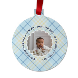 Baby Boy Photo Metal Ball Ornament - Double Sided