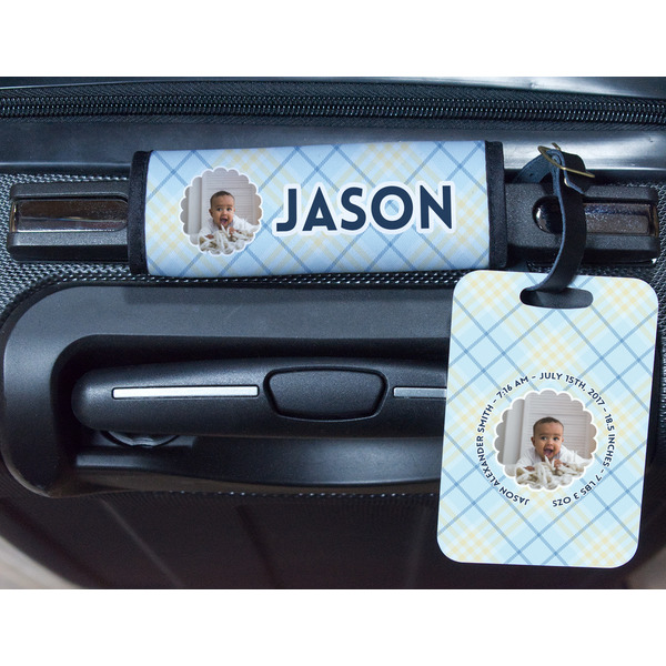Baby Boy Photo Metal Luggage Tag & Handle Wrap - In Context