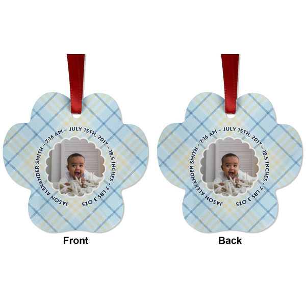 Baby Boy Photo Metal Paw Ornament - Front and Back