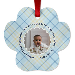 Baby Boy Photo Metal Paw Ornament - Double Sided