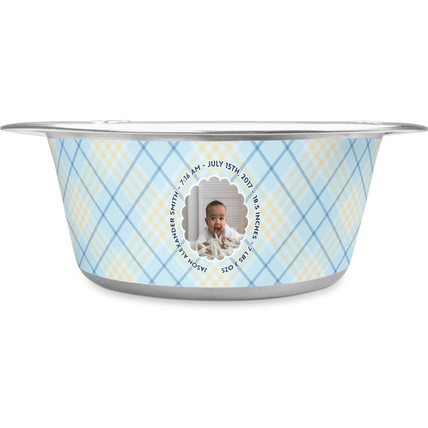 Custom Baby Boy Photo Stainless Steel Dog Bowl (Personalized)