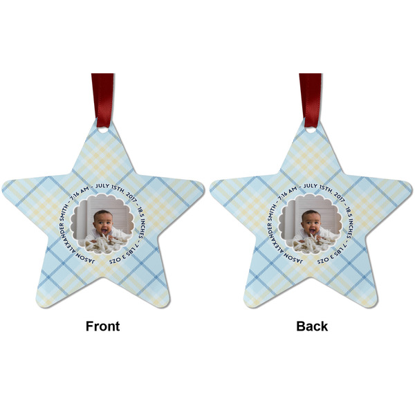 Baby Boy Photo Metal Star Ornament - Front and Back