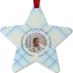 Baby Boy Photo Metal Star Ornament - Double Sided
