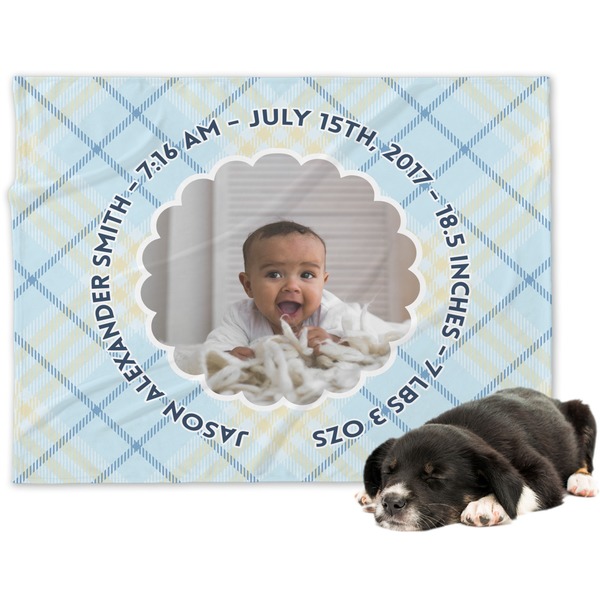 Custom Baby Boy Photo Dog Blanket - Large (Personalized)