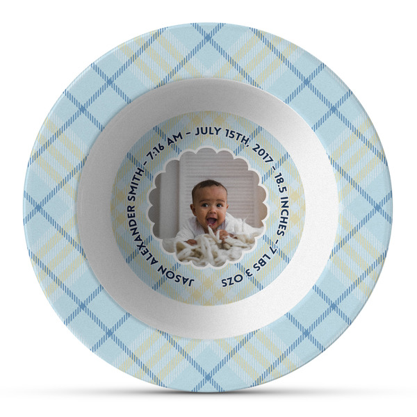 Custom Baby Boy Photo Plastic Bowl - Microwave Safe - Composite Polymer (Personalized)