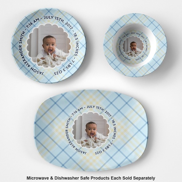Baby Boy Photo Microwave & Dishwasher Safe CP Plastic Dishware - Group
