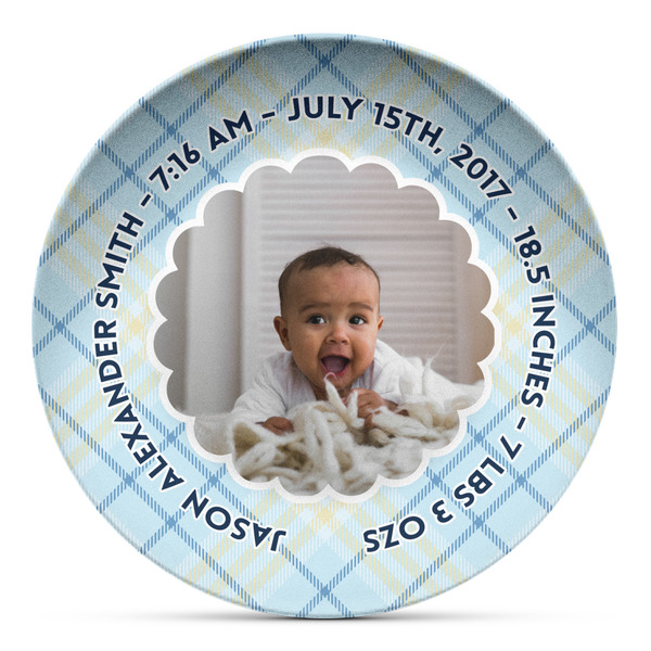 Custom Baby Boy Photo Microwave Safe Plastic Plate - Composite Polymer (Personalized)