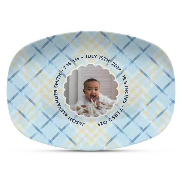Custom Baby Boy Photo Plastic Platter - Microwave & Oven Safe Composite Polymer (Personalized)
