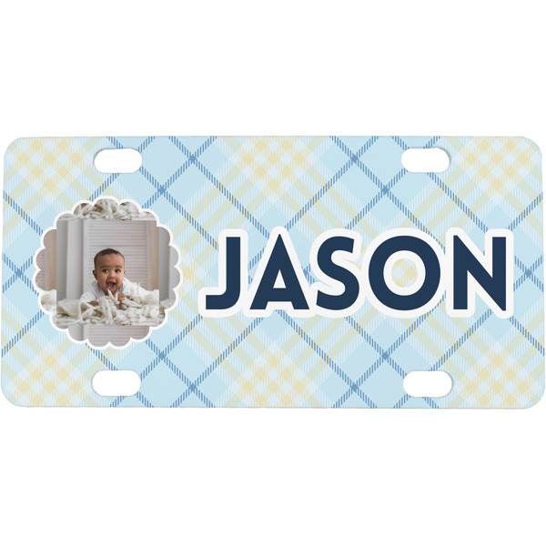 Custom Baby Boy Photo Mini / Bicycle License Plate (4 Holes)