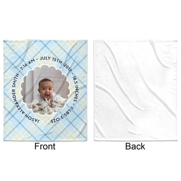 Baby Boy Photo Minky Blanket - 50"x60" - Single Sided - Front & Back