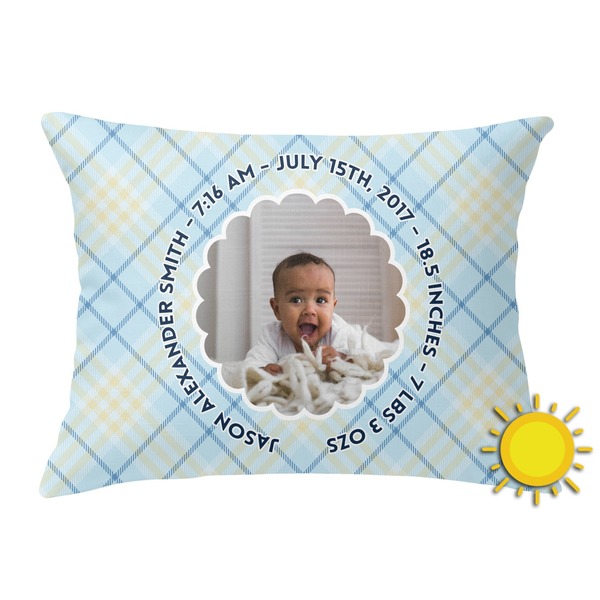 Custom Baby Boy Photo Outdoor Throw Pillow (Rectangular) (Personalized)