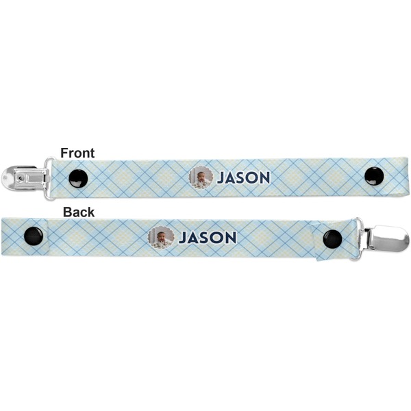 Baby Boy Photo Pacifier Clip - Front and Back