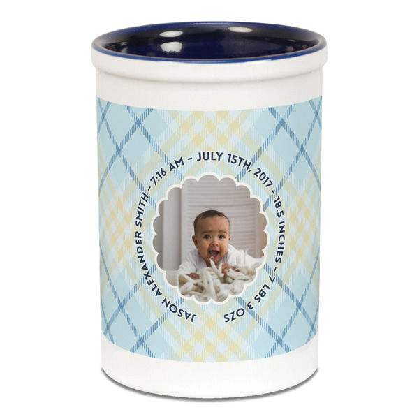 Custom Baby Boy Photo Ceramic Pencil Holders - Blue