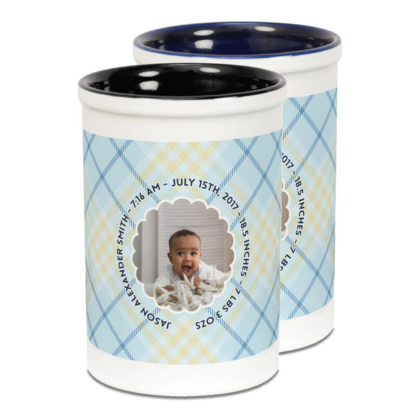 Custom Baby Boy Photo Ceramic Pencil Holder - Large