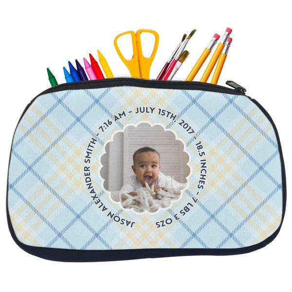 Custom Baby Boy Photo Neoprene Pencil Case - Medium
