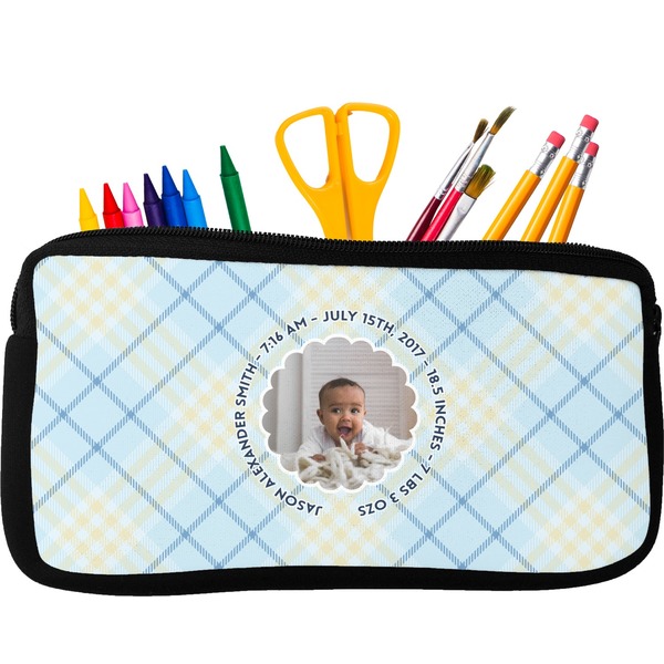 Custom Baby Boy Photo Neoprene Pencil Case - Small