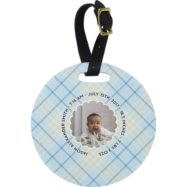 Custom Baby Boy Photo Plastic Luggage Tag - Round