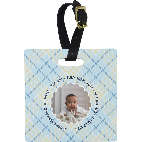 Custom Baby Boy Photo Plastic Luggage Tag - Square