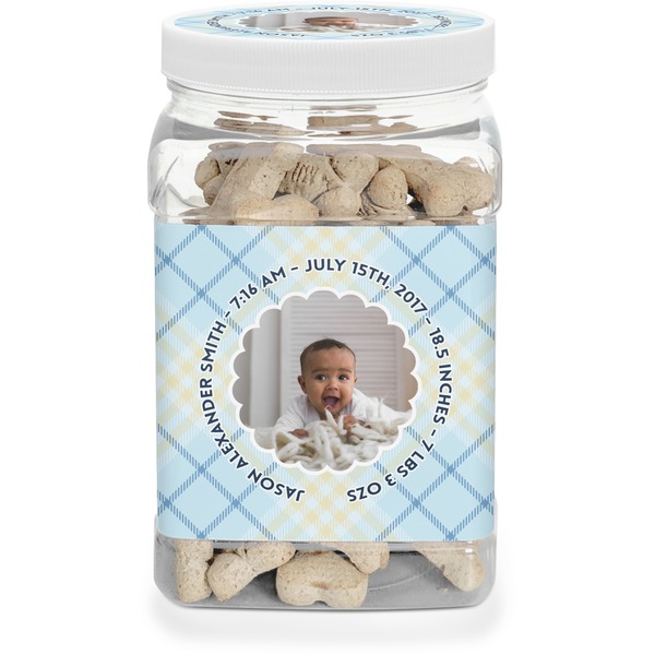 Custom Baby Boy Photo Dog Treat Jar (Personalized)