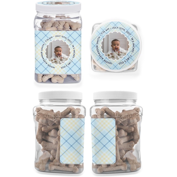 Baby Boy Photo Pet Treat Jar - Multiple Angles
