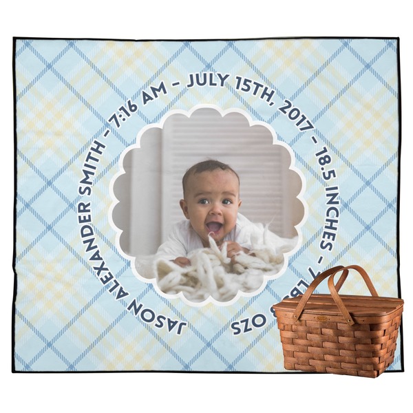 Custom Baby Boy Photo Outdoor Picnic Blanket (Personalized)